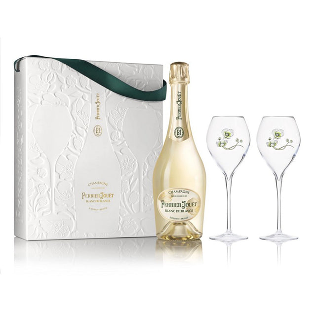 Champagne Blanc de Blancs Perrier Jouet 75 CL + 2 Flutes